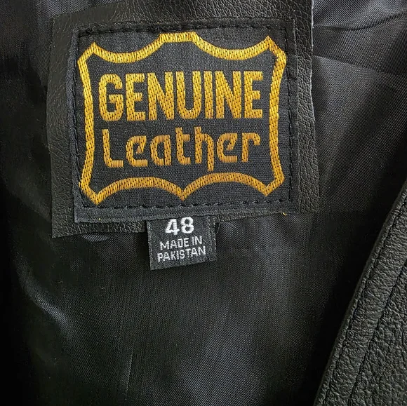 Black Leather Biker Vest Sz 48 - Picture 4 of 11